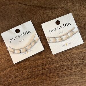 2 Pura vida Anklets stars and moons